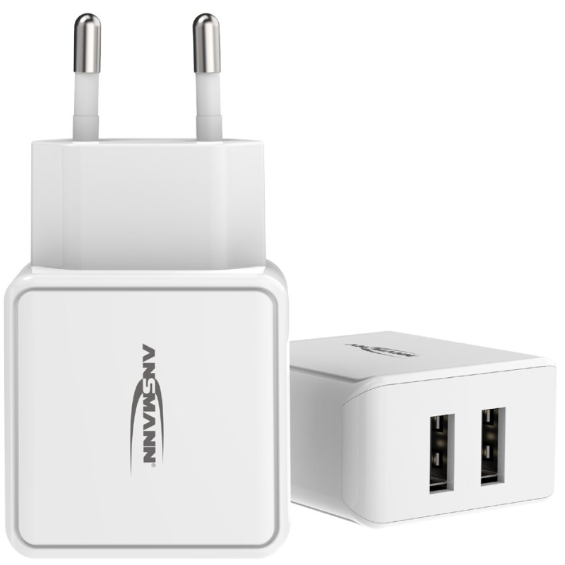 ANSMANN USB-thuislader HC212, 2x USB-A, wit, 2400 mA