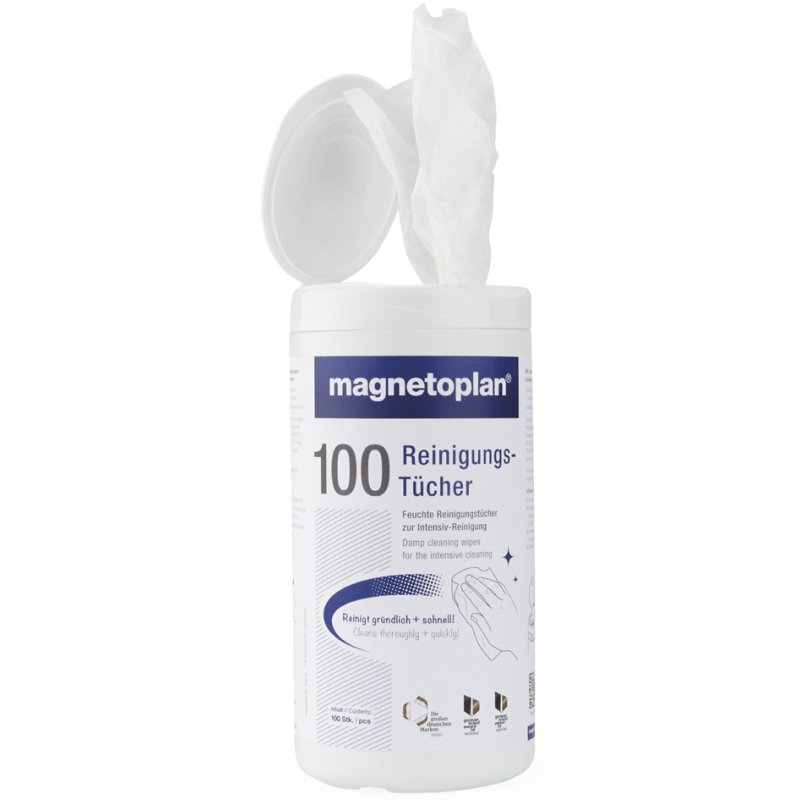magnetoplan lingettes de nettoyage tableau blanc, humides, 100 pièces