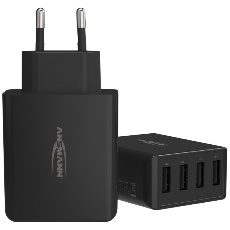 ANSMANN USB-lader Home Charger HC430, 4 USB-A-poorten, zwart, 30 Watt