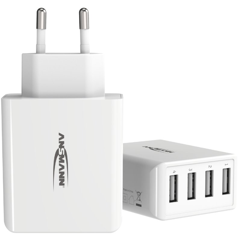 ANSMANN USB-lader Home Charger HC430, 4 USB-A-poorten, zwart, 30 Watt