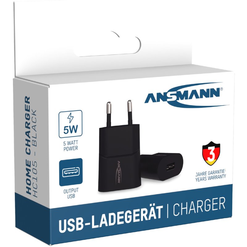 ANSMANN USB thuislader, wit, 1000 mA, 5 watt