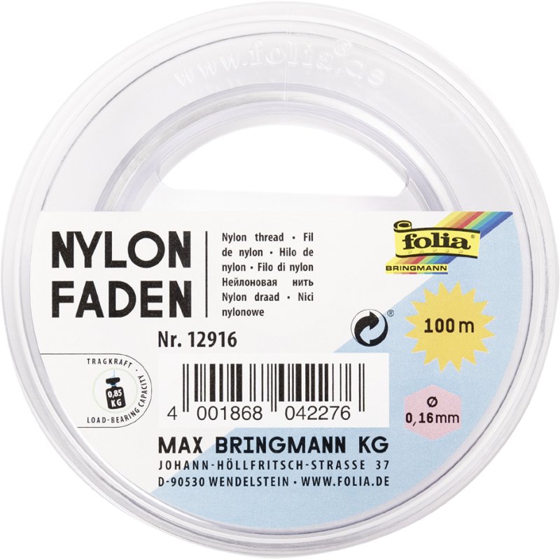 folia nylondraad op spoel, transparant, 0,16 mm × 100 m