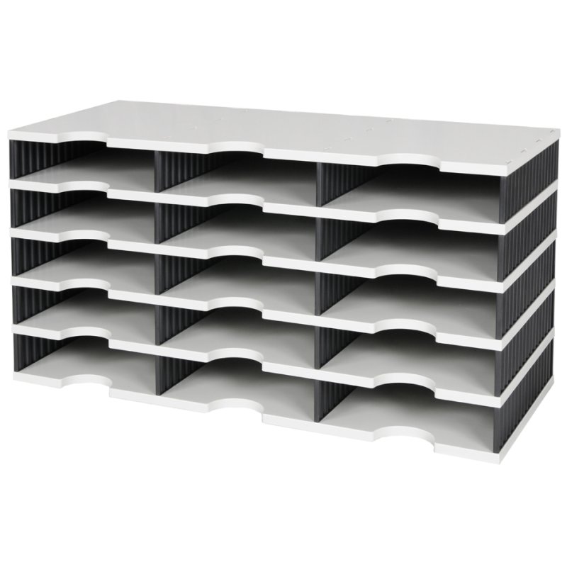 styro documentenorganizer trio, 15 vakken, blauw/grijs, 723×331×363 mm