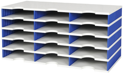 styro Styrodoc Trio documentenopberger, 15 vakken, zwart/grijs, 723×331×363 mm