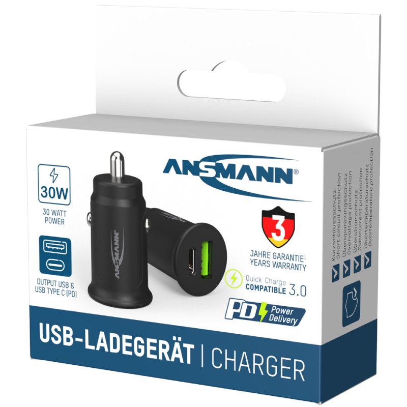 ANSMANN USB autolader CC230PD, 2x USB-poort, 30W, zwart