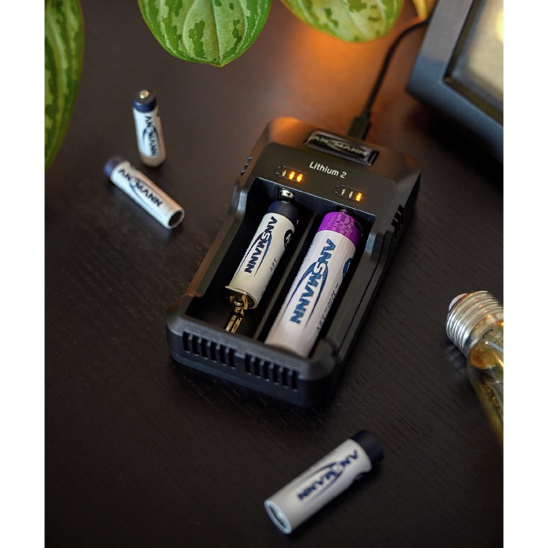 ANSMANN Lithium 2 batterijlader, universeel, NiMH en Li-Ion accu's, zwart