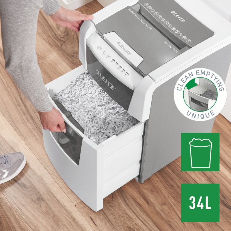 LEITZ papierversnipperaar IQ AutoFeed OfficePro 100, wit, P-5, 100 vel