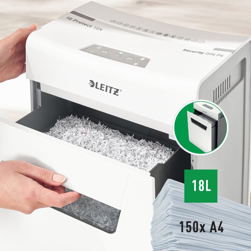 LEITZ papiervernietiger IQ Protect Premium 10X, wit, 10 vel, P-4