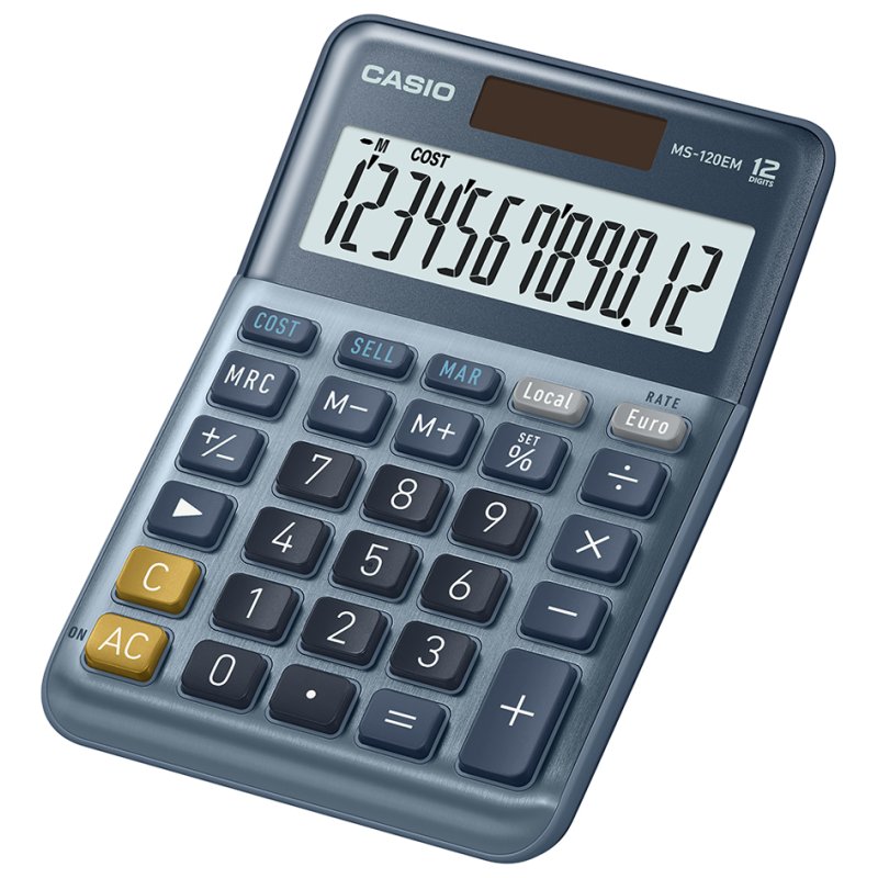 CASIO rekenmachine MS-120EM, 12-cijferig, zilver