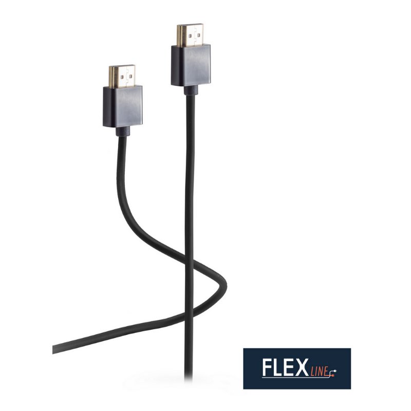 FLEXLINE HDMI kabel A-stekker naar A-stekker, 2,0 m, 4K, zwart