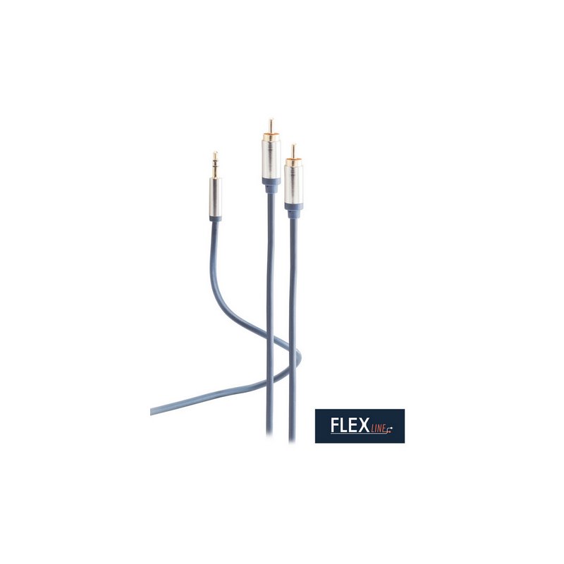 FLEXLINE audiokabel 2x tulp naar 3,5mm jack, 1,50 m, blauw