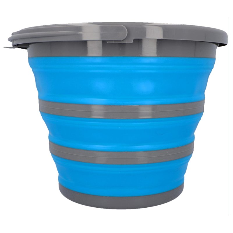 Cartrend seau pliable, rond, 10 litres, gris/bleu