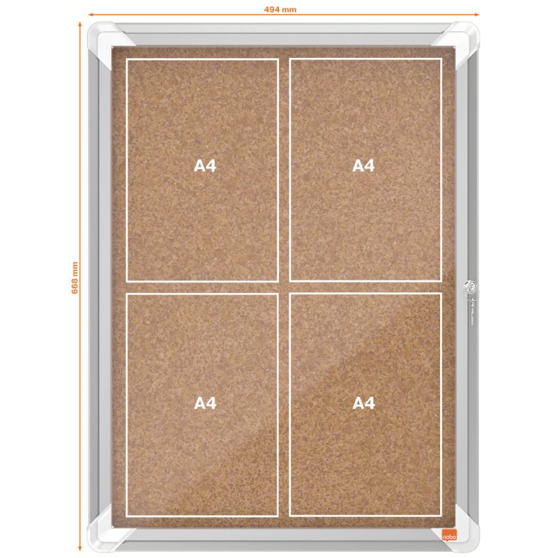 nobo vitrinekast Premium Plus, panneau arrière liège, 9 × A4, verre de sécurité