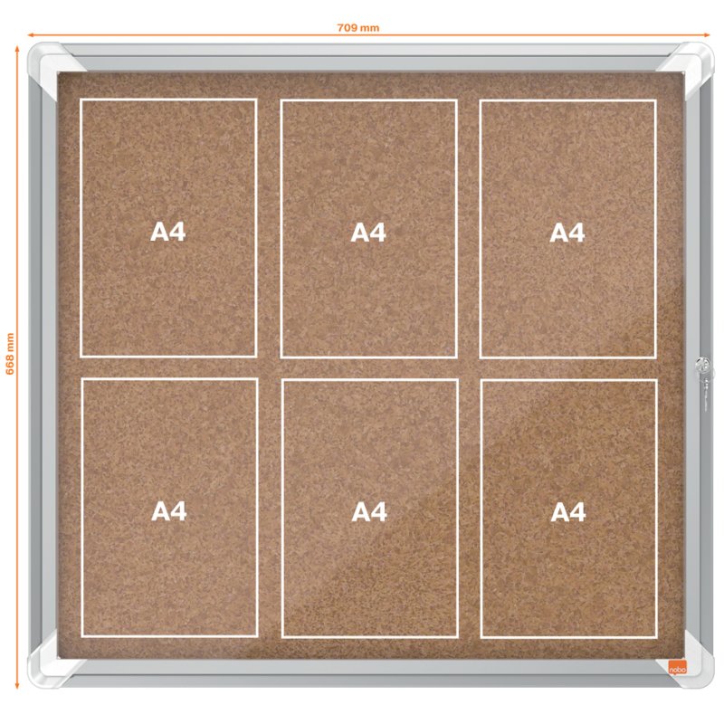 nobo vitrinekast Premium Plus, panneau arrière liège, 9 × A4, verre de sécurité
