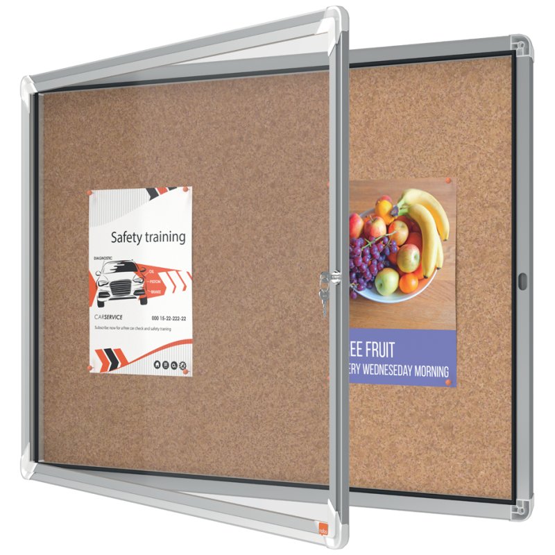nobo vitrinekast Premium Plus, panneau arrière liège, 9 × A4, verre de sécurité
