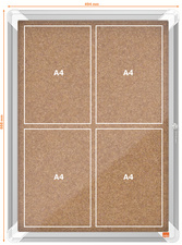 nobo vitrinekast Premium Plus, kurken achterwand, 6 × A4, veiligheidsglas