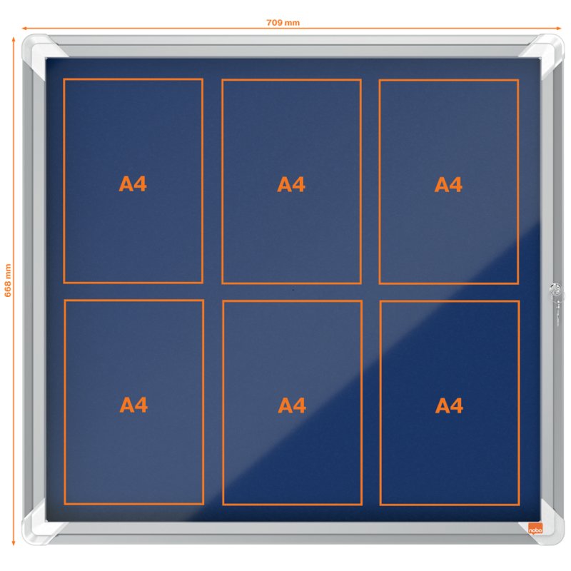 nobo vitrinekast Premium Plus, fond en feutre, 9 × A4, bleu
