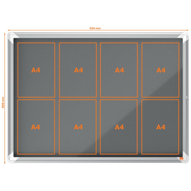 nobo vitrinekast Premium Plus, fond en feutre, 9 × A4, bleu