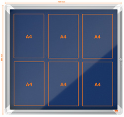 nobo vitrinekast Premium Plus, vilt achterwand, 6×A4, blauw