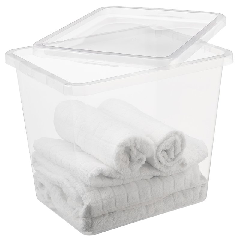 plast team Boîte de rangement Basic Box, 52 litres, transparent, 59,5×39,5×31 cm