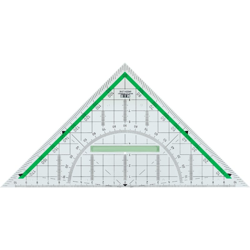 M+R meetdriehoek Green Line, 230 mm hypotenusa, groen, biologisch afbreekbaar