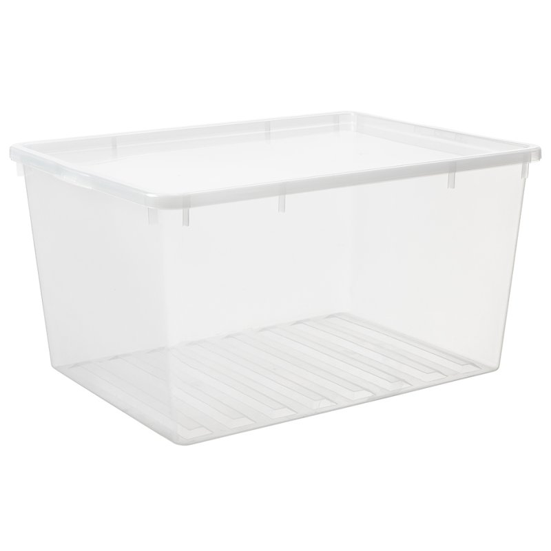 plast team boîte de rangement Basis, 80 litres, transparent, empilable
