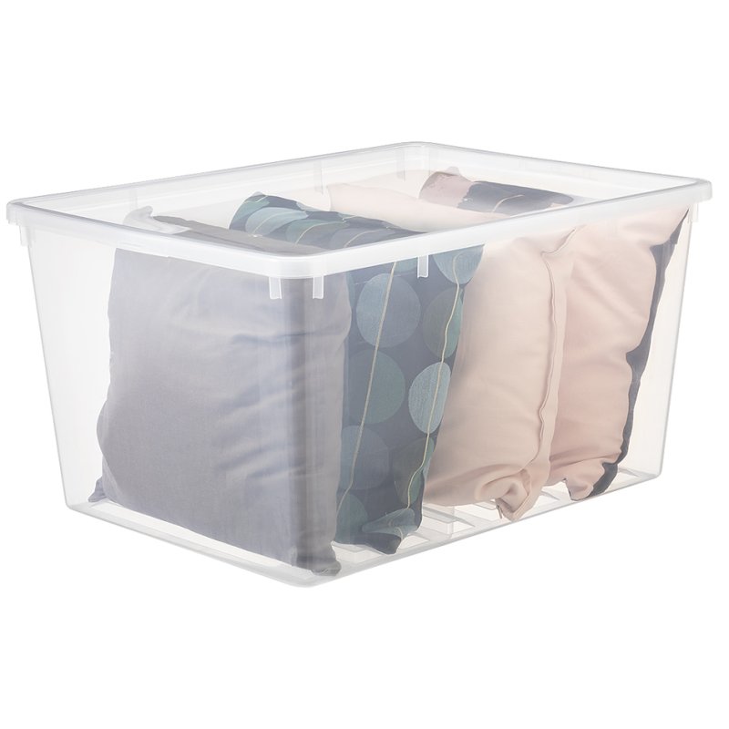 plast team boîte de rangement Basis, 80 litres, transparent, empilable