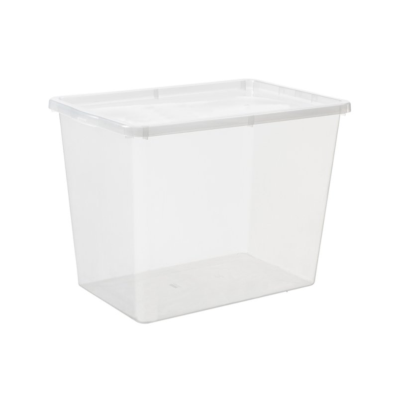 plast team boîte de rangement Basis, 80 litres, transparent, empilable