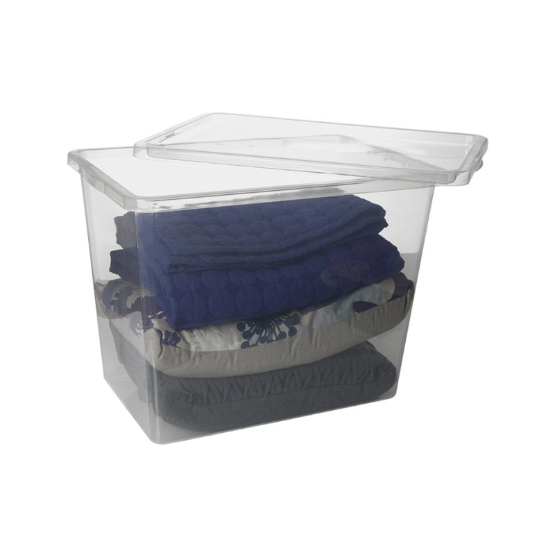 plast team boîte de rangement Basis, 80 litres, transparent, empilable