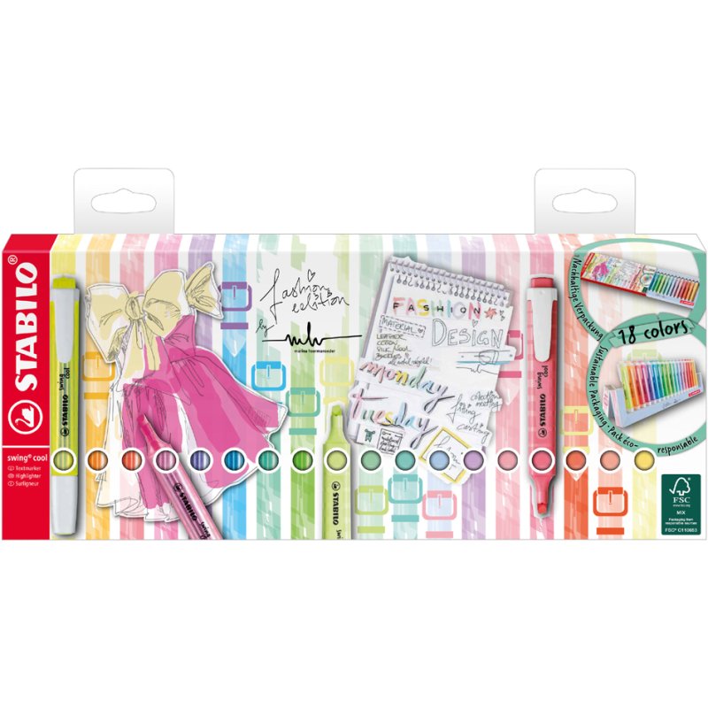 STABILO highlighters Swing Cool, 18-piece set, assorted colours