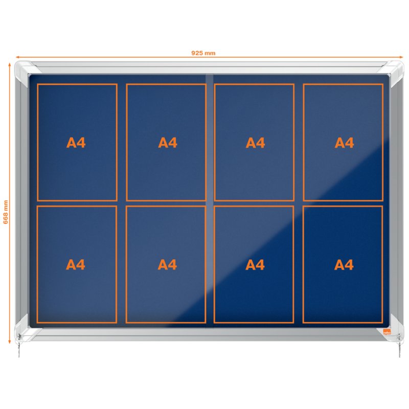 nobo vitrinekast Premium Plus, 27 × A4, fond feutré, bleu