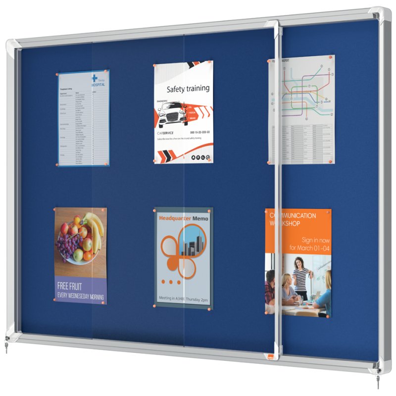 nobo vitrinekast Premium Plus, 27 × A4, fond feutré, bleu