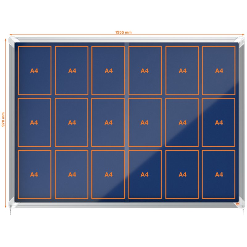 nobo vitrinekast Premium Plus, 27 × A4, fond feutré, bleu