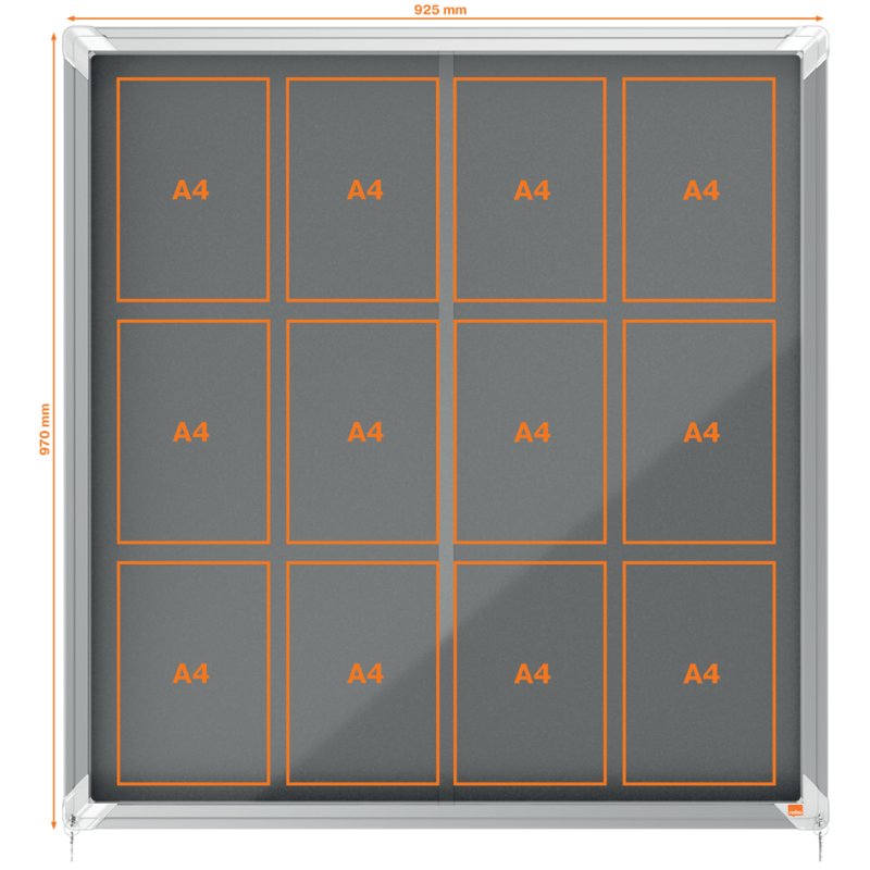 nobo vitrinekast Premium Plus, 27 × A4, fond feutré, bleu