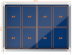 nobo vitrinekast Premium Plus, 12 × A4, vilt achterwand grijs, schuifdeur veiligheidsglas