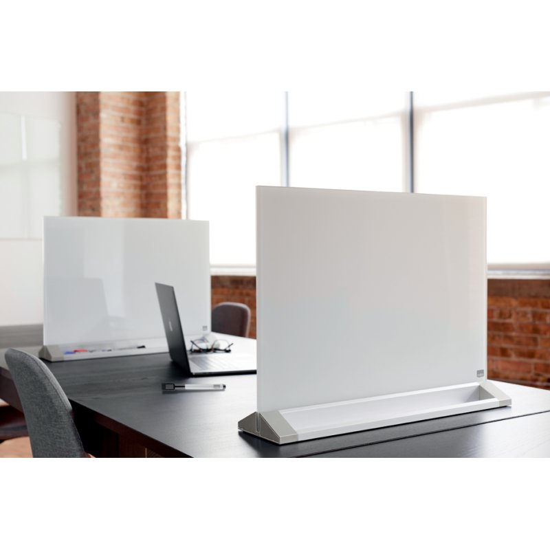 Nobo Glazen bureaustandaard, 60×45 cm, wit, magnetisch