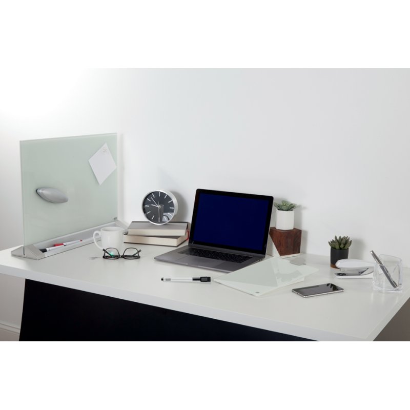 Nobo Glazen bureaustandaard, 60×45 cm, wit, magnetisch