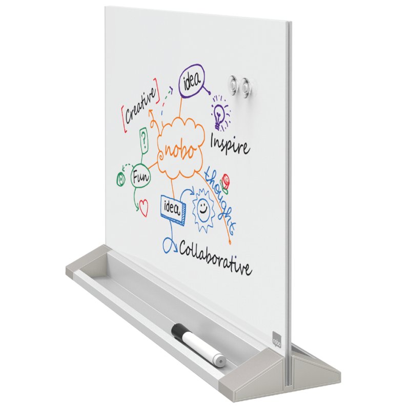 Nobo Glazen bureaustandaard, 60×45 cm, wit, magnetisch