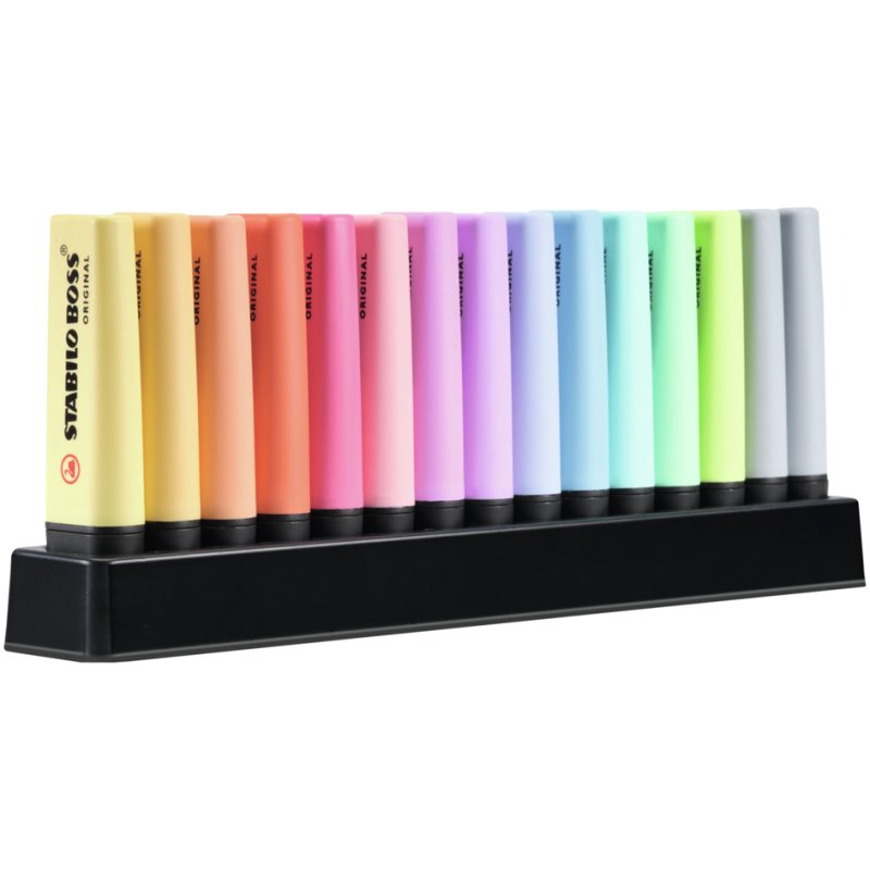 STABILO surligneurs BOSS ORIGINAL Pastel, rechargeables, couleurs pastel, boîte de 15