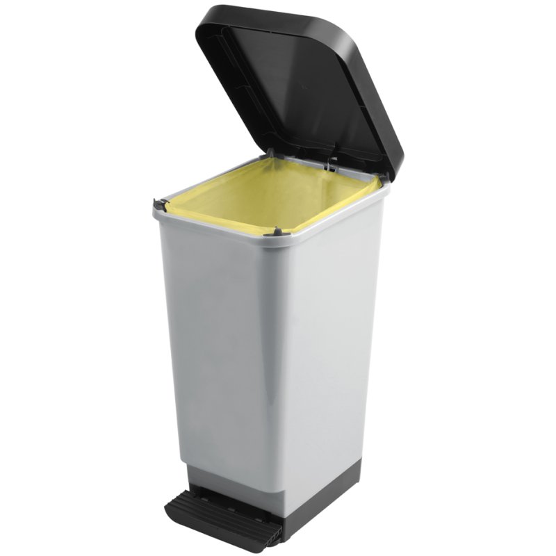 cep ROSSIGNOL poubelle à pédale, 45 litres, gris, rectangulaire