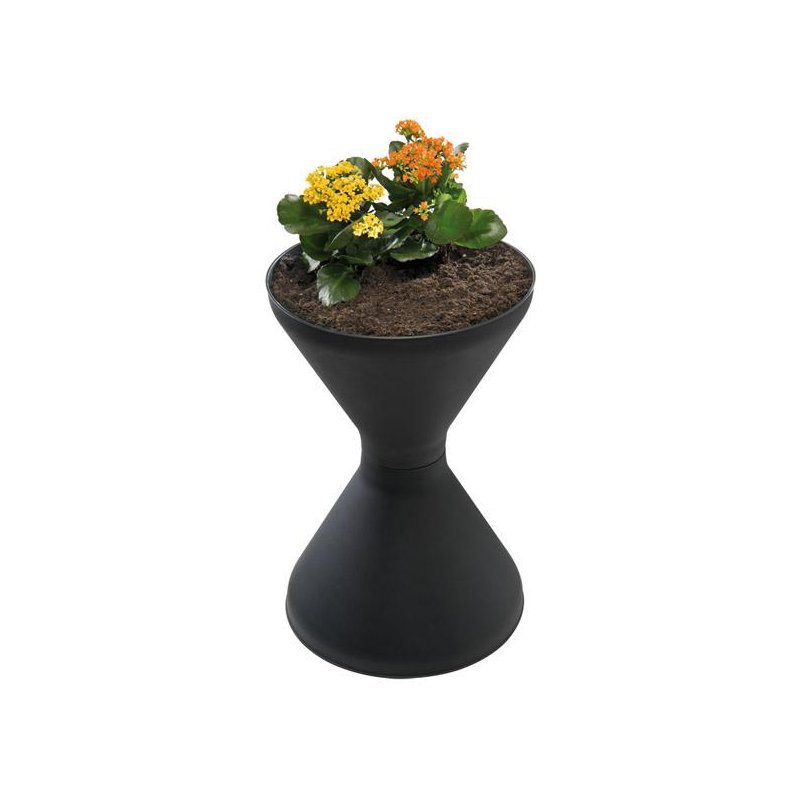 APS staande asbak DIABOLO, mat zwart, 405 mm diameter, 645 mm hoog