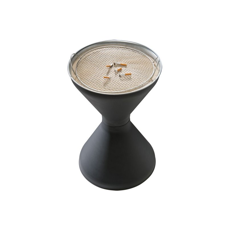 APS staande asbak DIABOLO, mat zwart, 405 mm diameter, 645 mm hoog