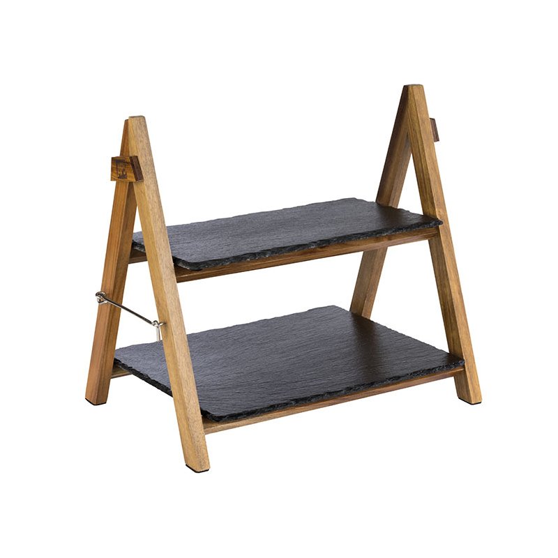APS tour de service, 2 étages, pliable, bois d'acacia