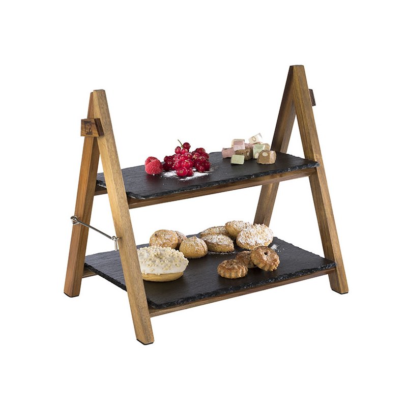 APS tour de service, 2 étages, pliable, bois d'acacia