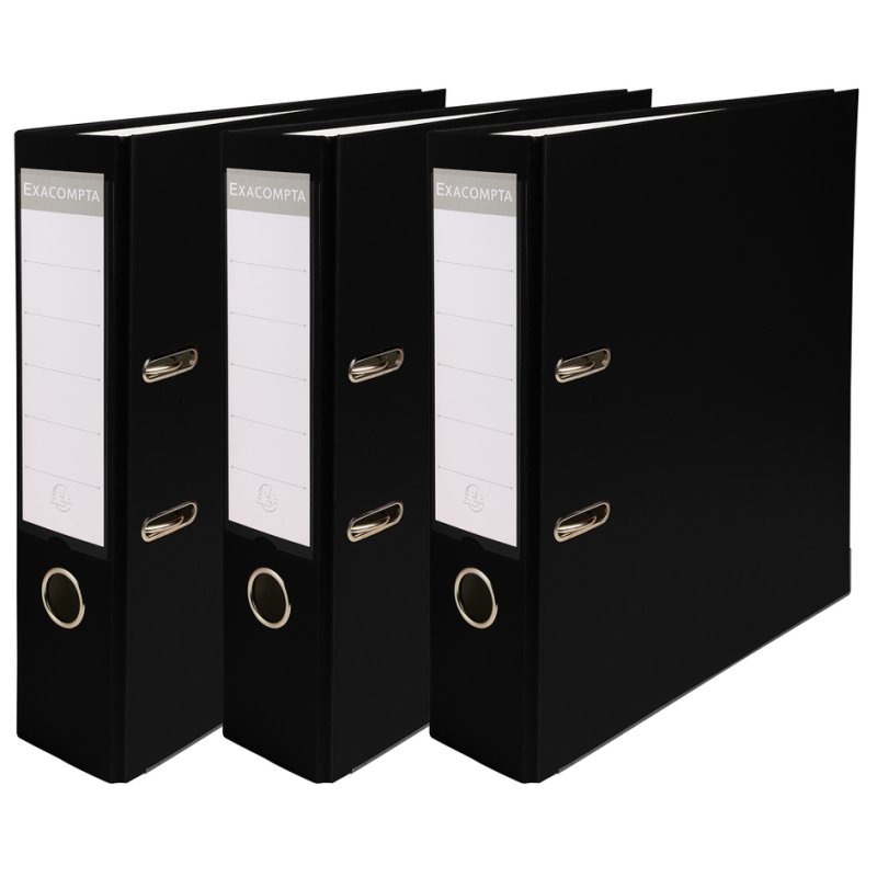 EXACOMPTA ordner Premium A4, zwart, 80 mm, 3 stuks