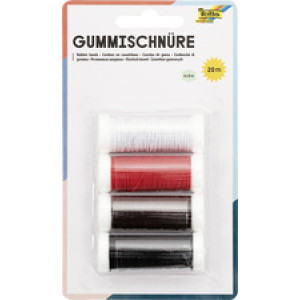 folia gekleurde rubberen touwtjes, gesorteerde kleuren, 1 mm dik, 4 stuks