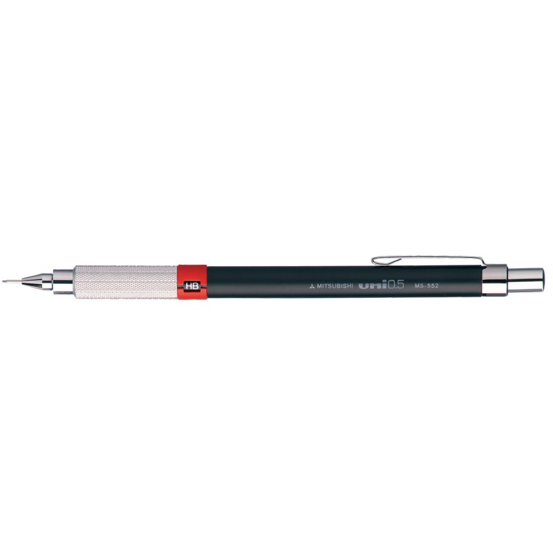 uni-ball drukpotlood PREMIUM M552, 0,3 mm, zwart/geel, metalen clip