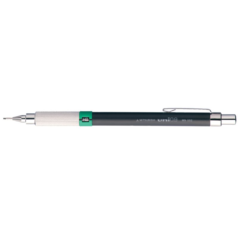 uni-ball drukpotlood PREMIUM M552, 0,3 mm, zwart/geel, metalen clip