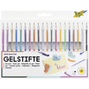 folia gelpennen SUPER SELECTION, metallic en glitter effecten, 20 stuks