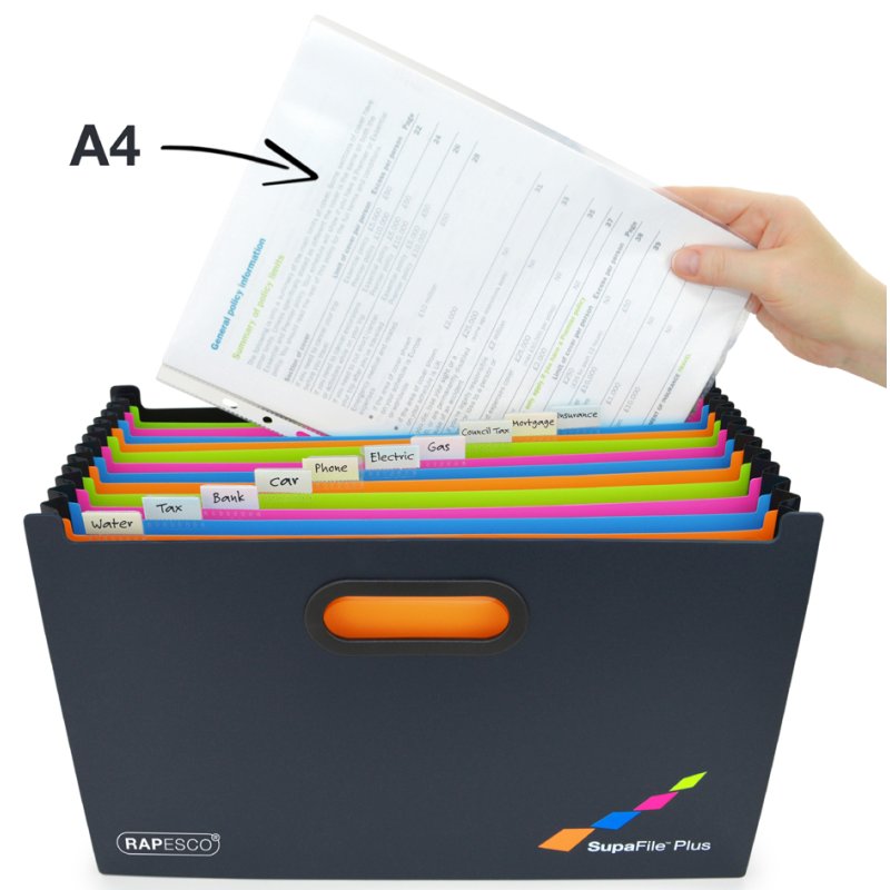 RAPESCO expanding document folder A4+, 13 compartments, black